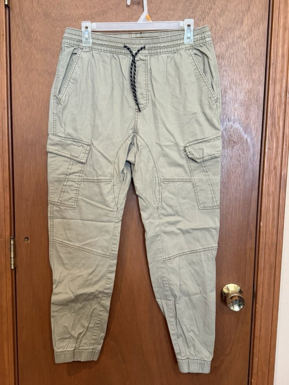 George Khaki Beige Men’s Size Medium (32-34) Elastic Drawstring Cargo Pants